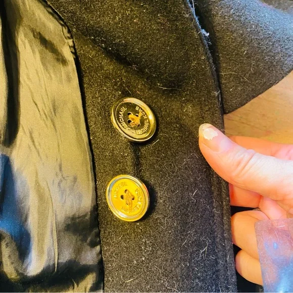 MICHAEL Michael Kors Hooded Wool Blend Peacoat Coat Sz Small Black - Picture 10 of 10